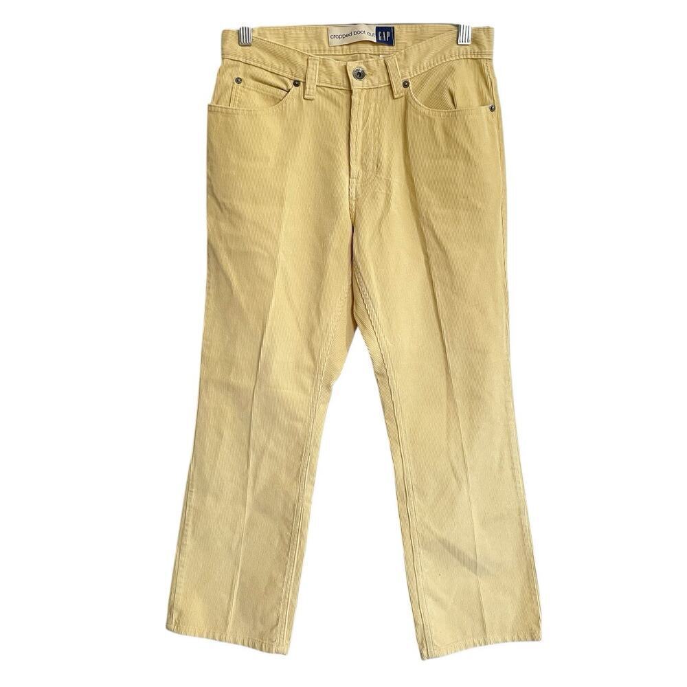 Vintage Gap Corduroy Cropped Bootcut Pants Size 2 Yellow Cotton Y2K 2000…
